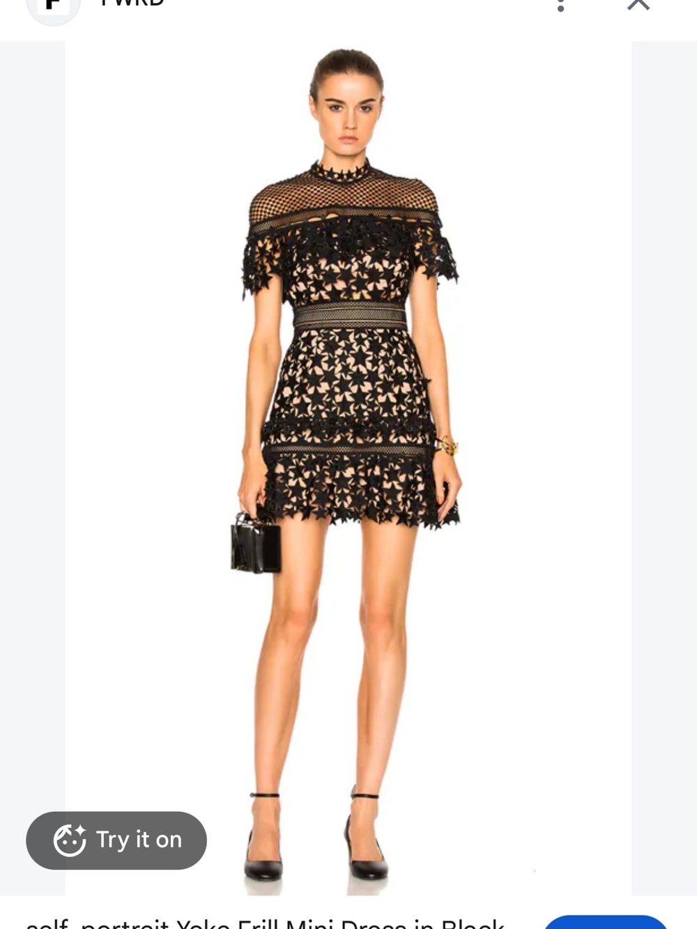 Self-Portrait Black Lace Yoke Frill Mini Dress